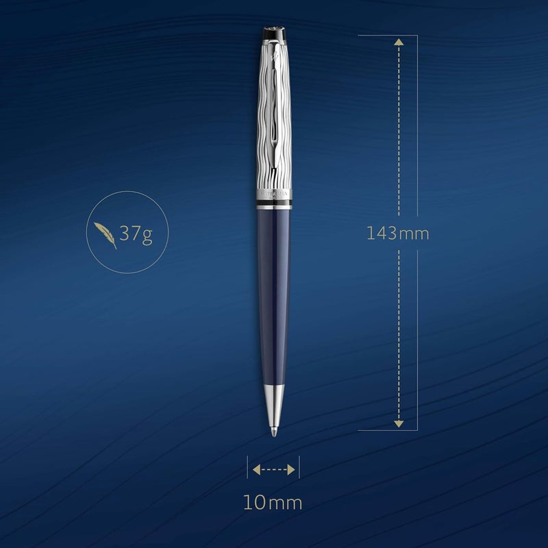 Waterman قلم حبر جاف ووترمان إكسبيرت - معدني وطلاء أزرق مع غطاء محفور - علبة هدايا - Image 3
